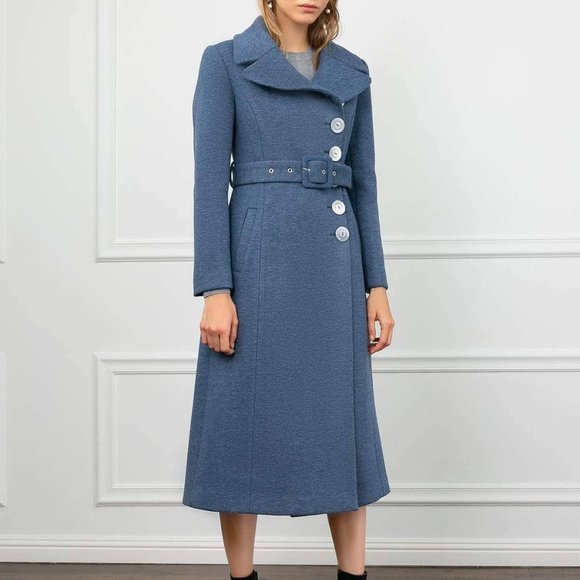 Jing Jacklyn blue belted jacket Size M 165/88A - Picture 8 of 10